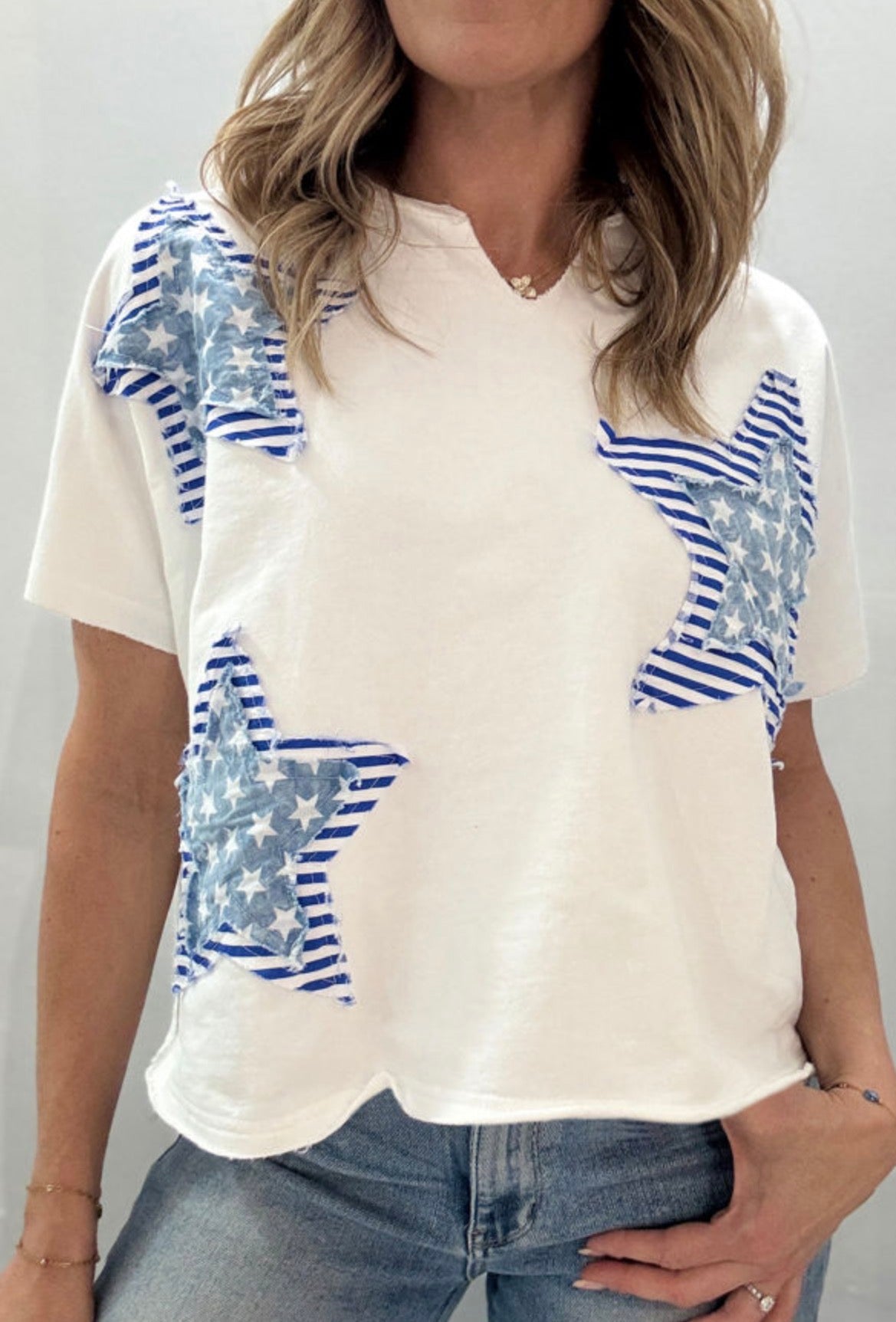 #927 Patriot Star Patched Tee