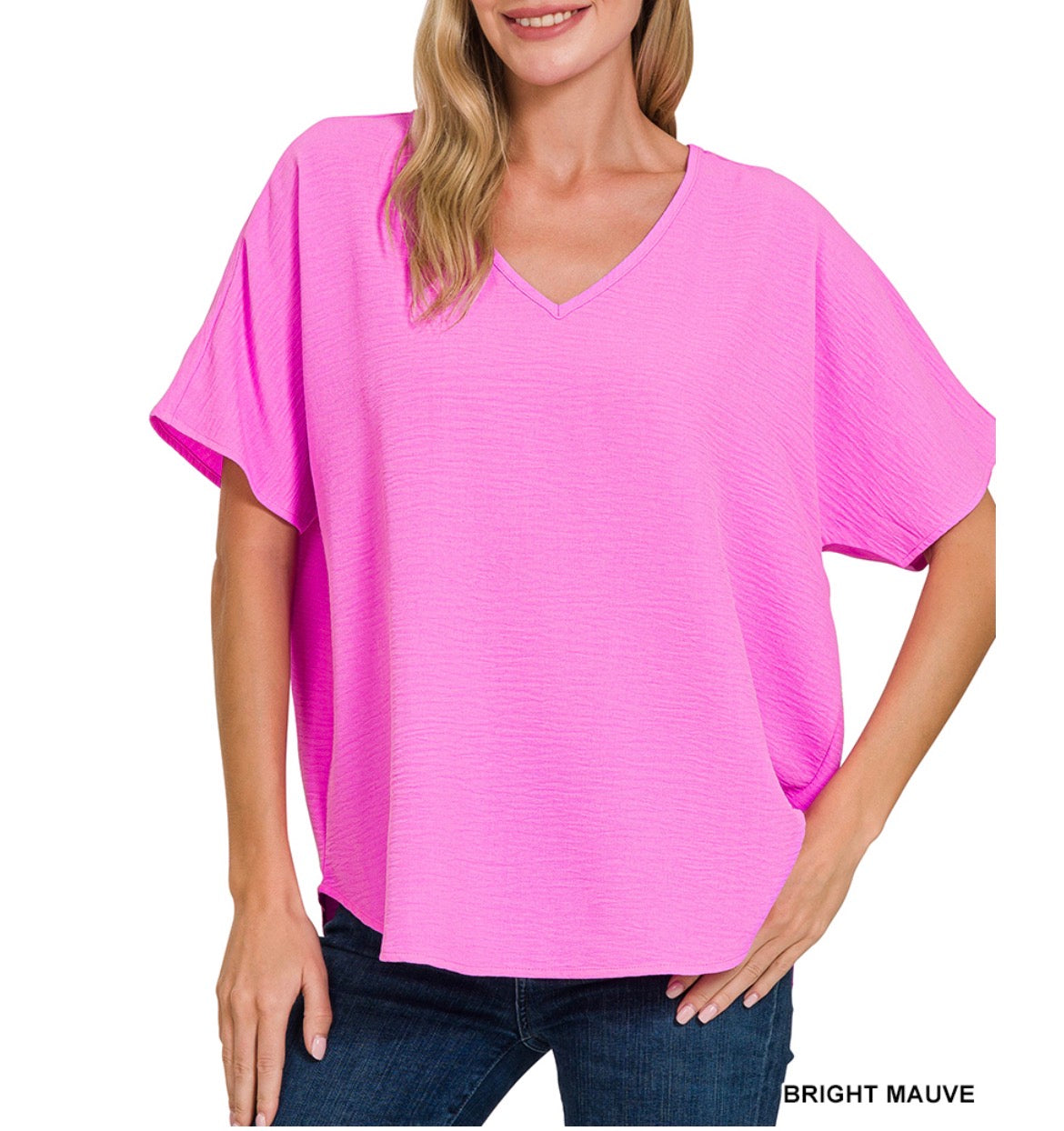 #976 Crepe Over Sized Flowy Top