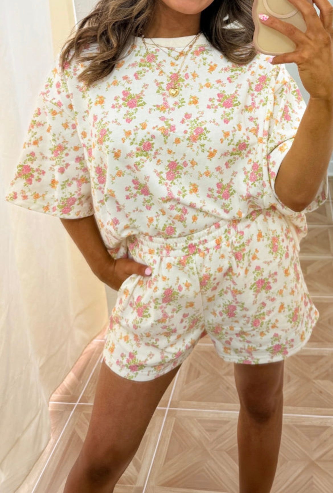 #991 Floral Print Short Sleeve Set