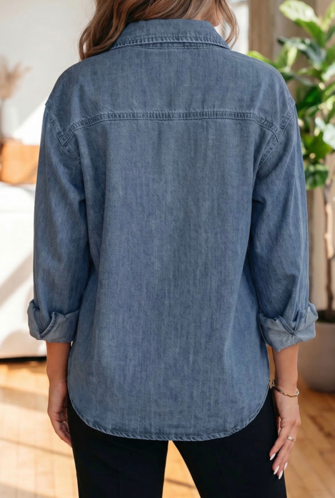 #1008 Casual Button Down Denim Shirt