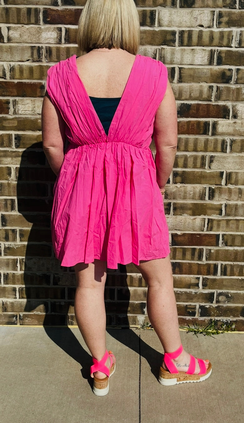#357 Bubble Gum Pink Mini Bow Dress