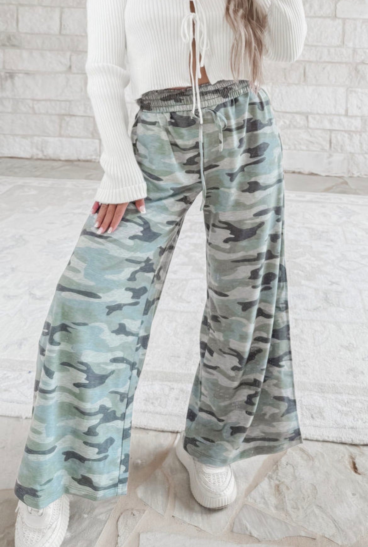 #1082 Camo Wide Leg Casual Pants