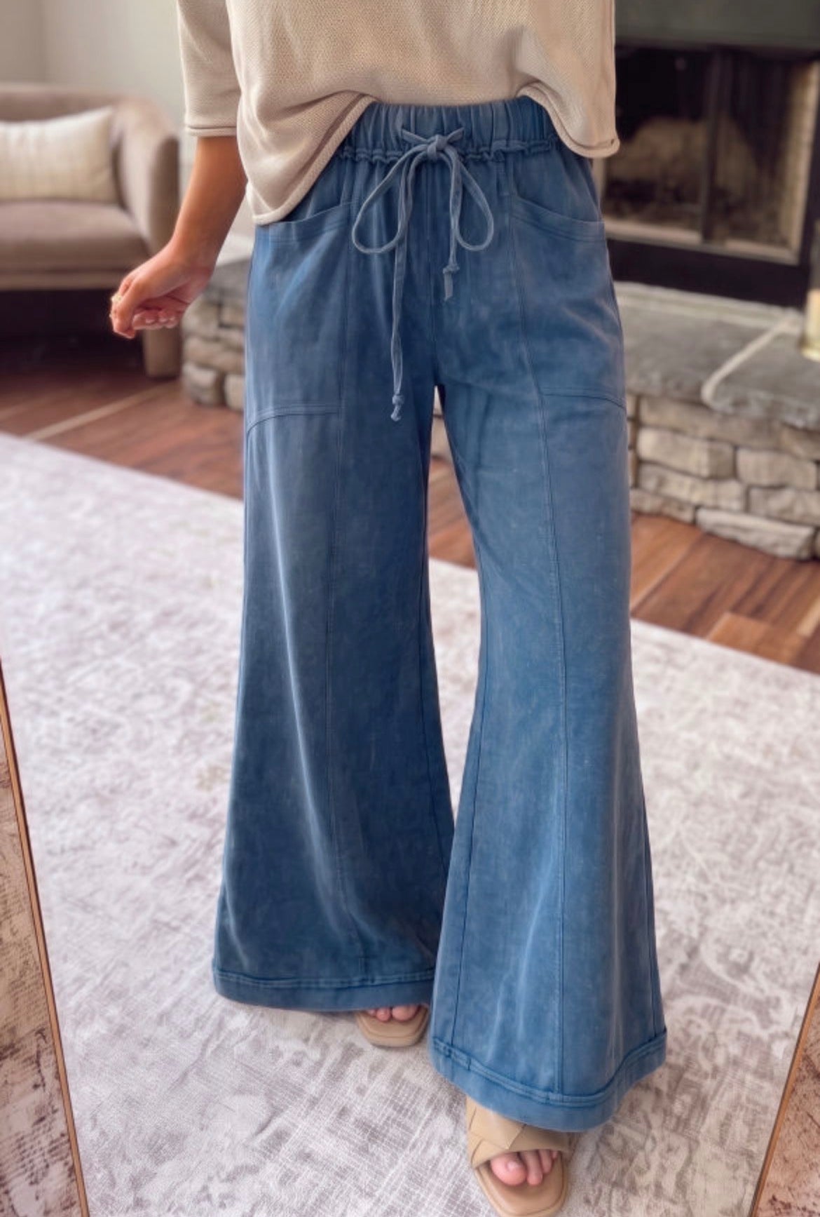#1084 Mineral Wash Flare Leg Pants