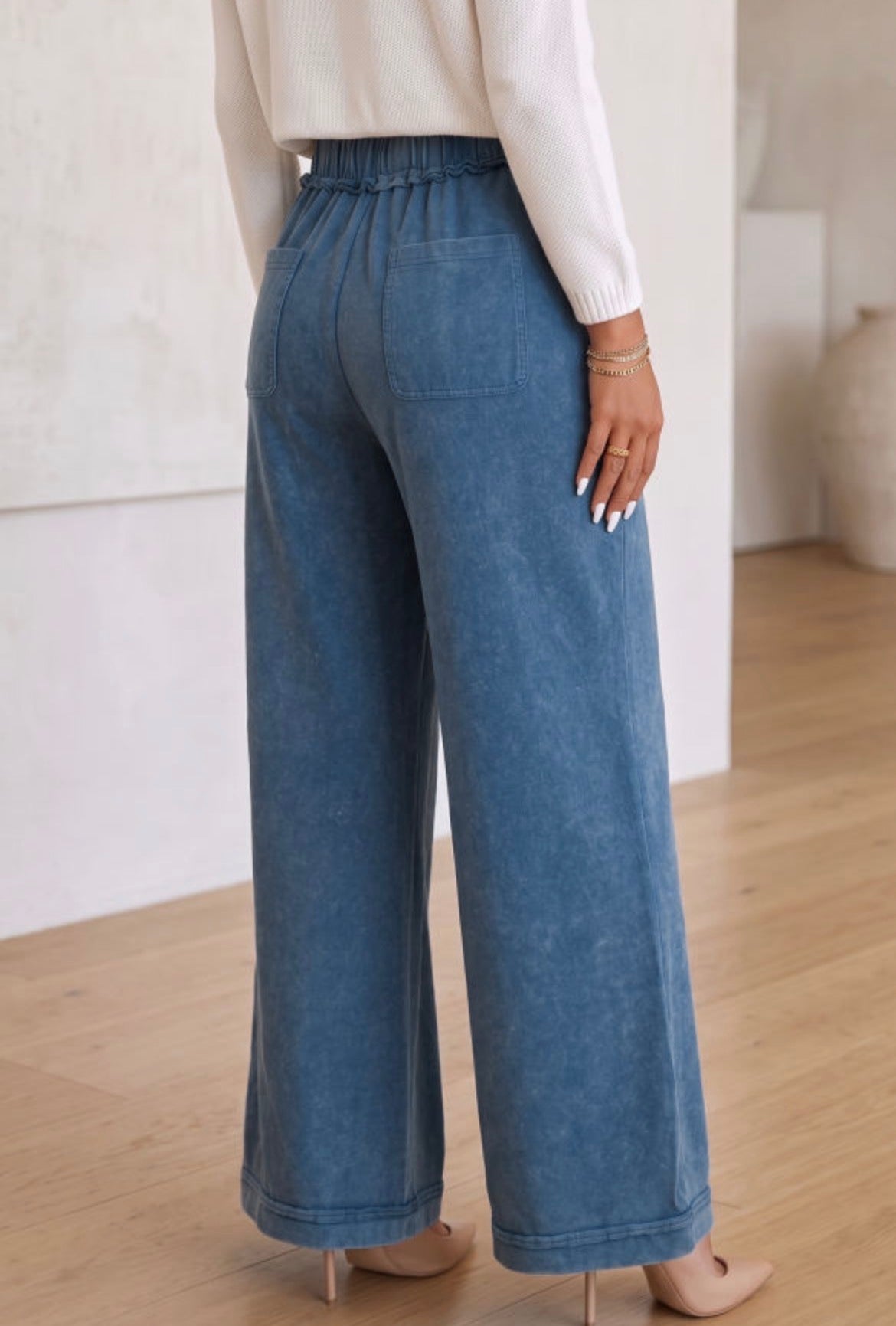 #1084 Mineral Wash Flare Leg Pants