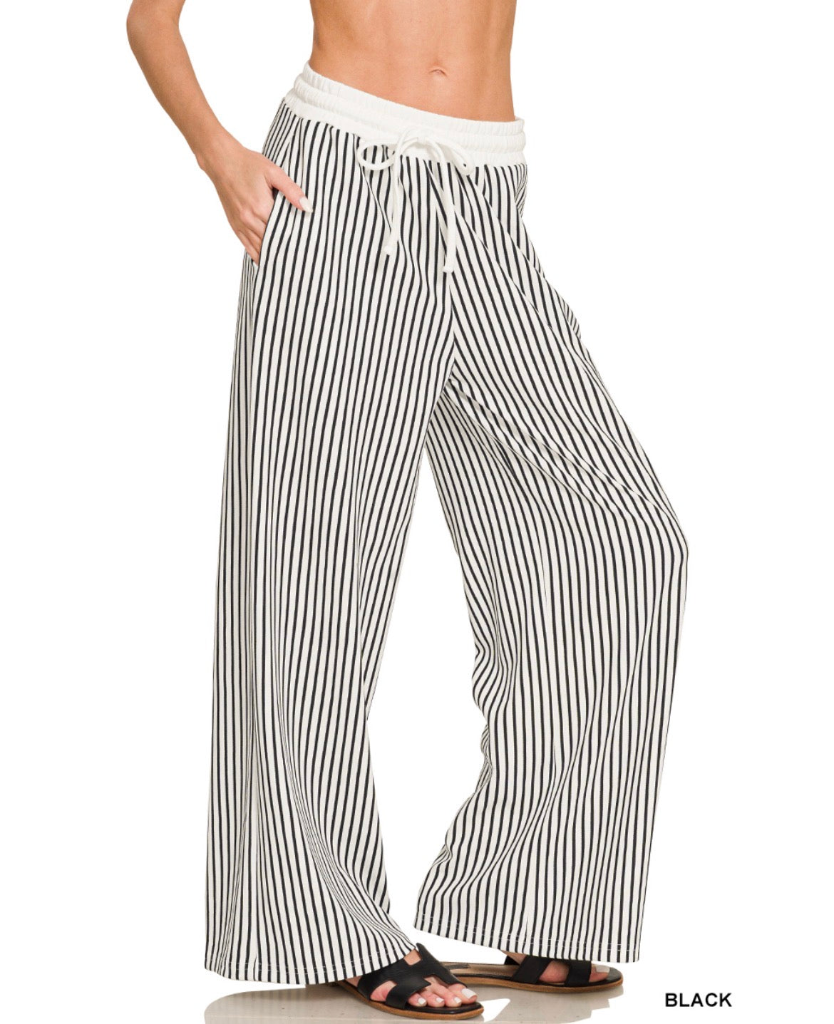 #1102 Vertical Small Pin Stripe Wide Leg Pants