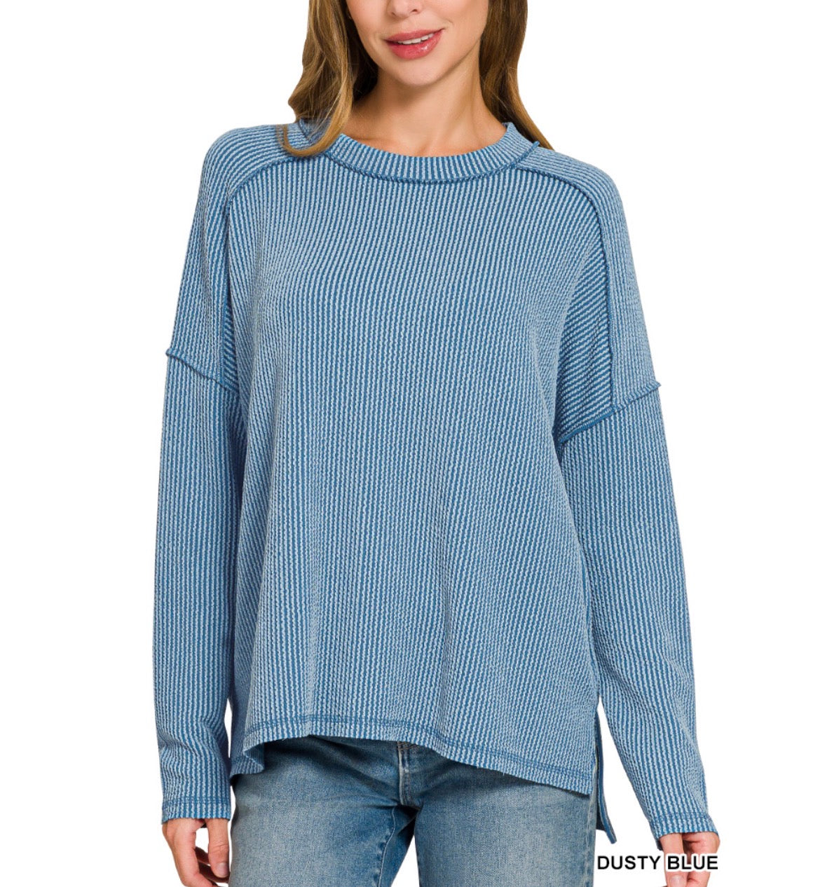 #1101 Raised Rib Long Sleeve Top