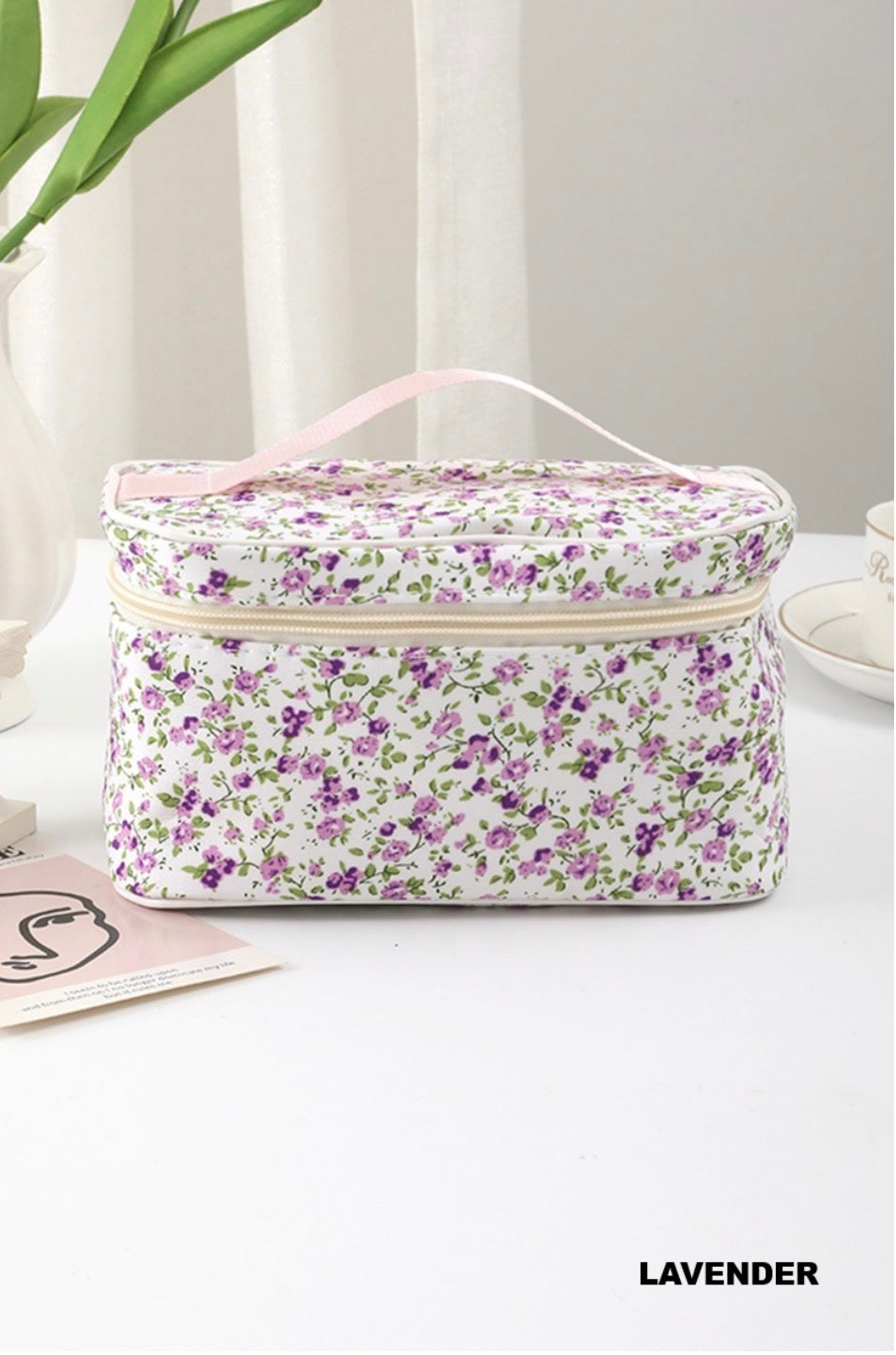 #1099 Floral Quilted Makeup Bag
