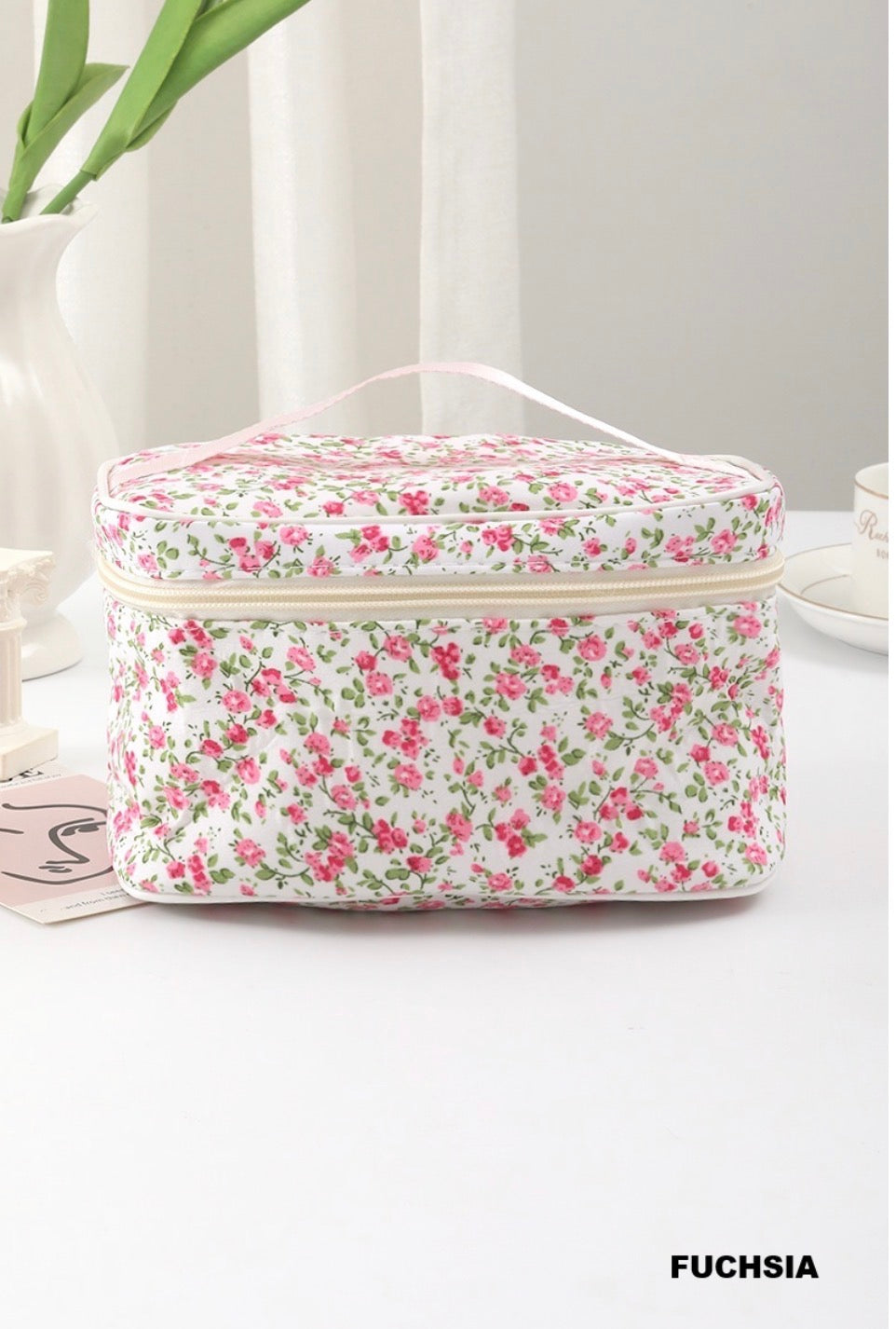 #1099 Floral Quilted Makeup Bag