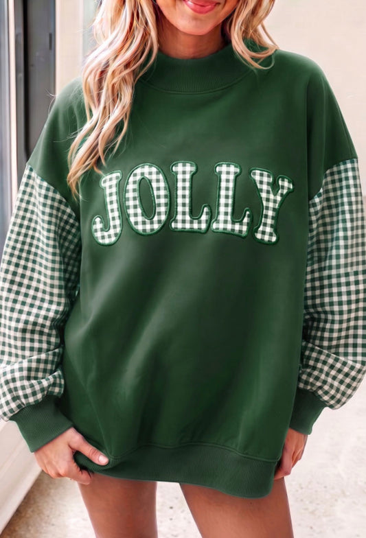 #1154 Gingham Plaid Christmas Oversized Pullover Sweatshirt