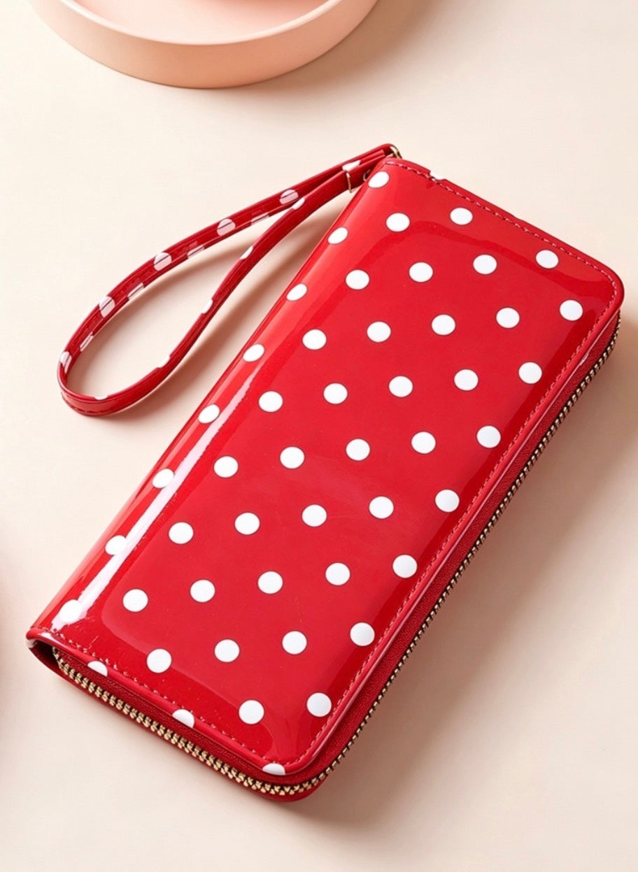 #1173 Polka Dot PVC Wallet Clutch