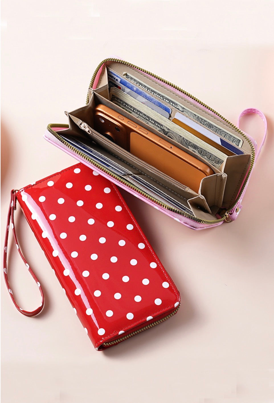 #1173 Polka Dot PVC Wallet Clutch