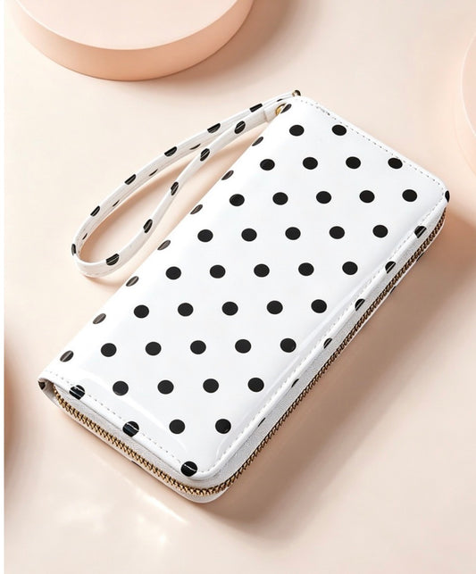 #1173 Polka Dot PVC Wallet Clutch