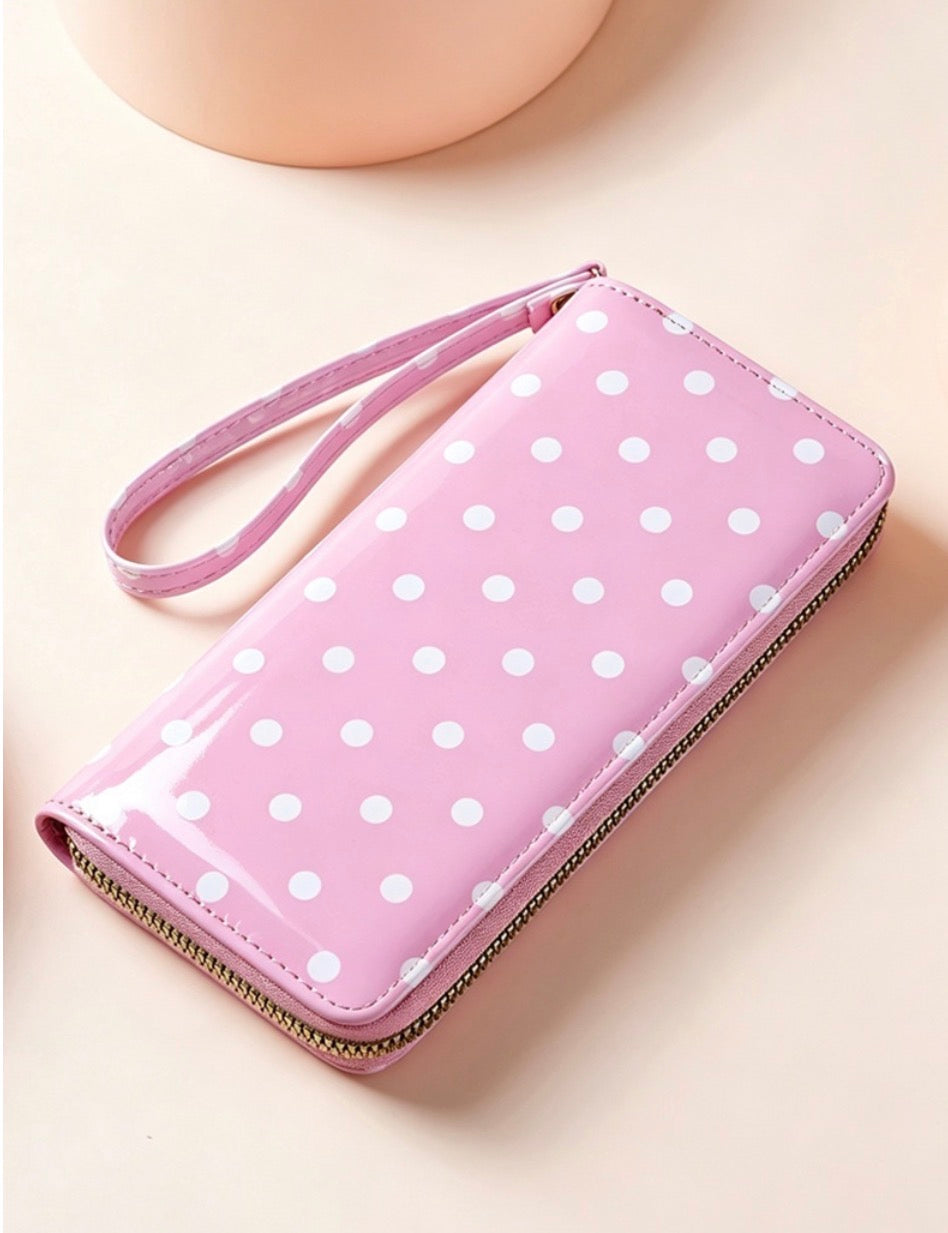 #1173 Polka Dot PVC Wallet Clutch