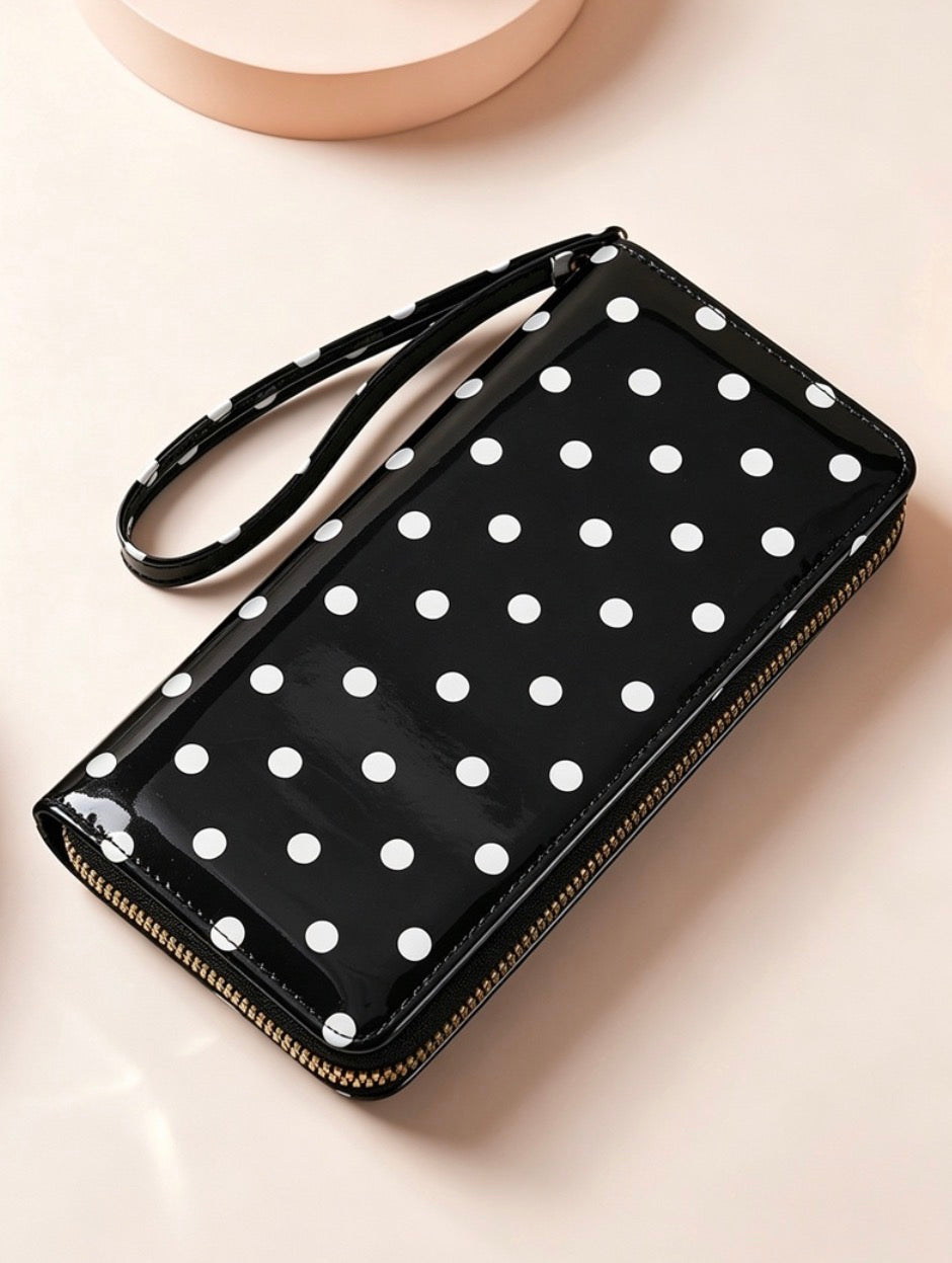 #1173 Polka Dot PVC Wallet Clutch