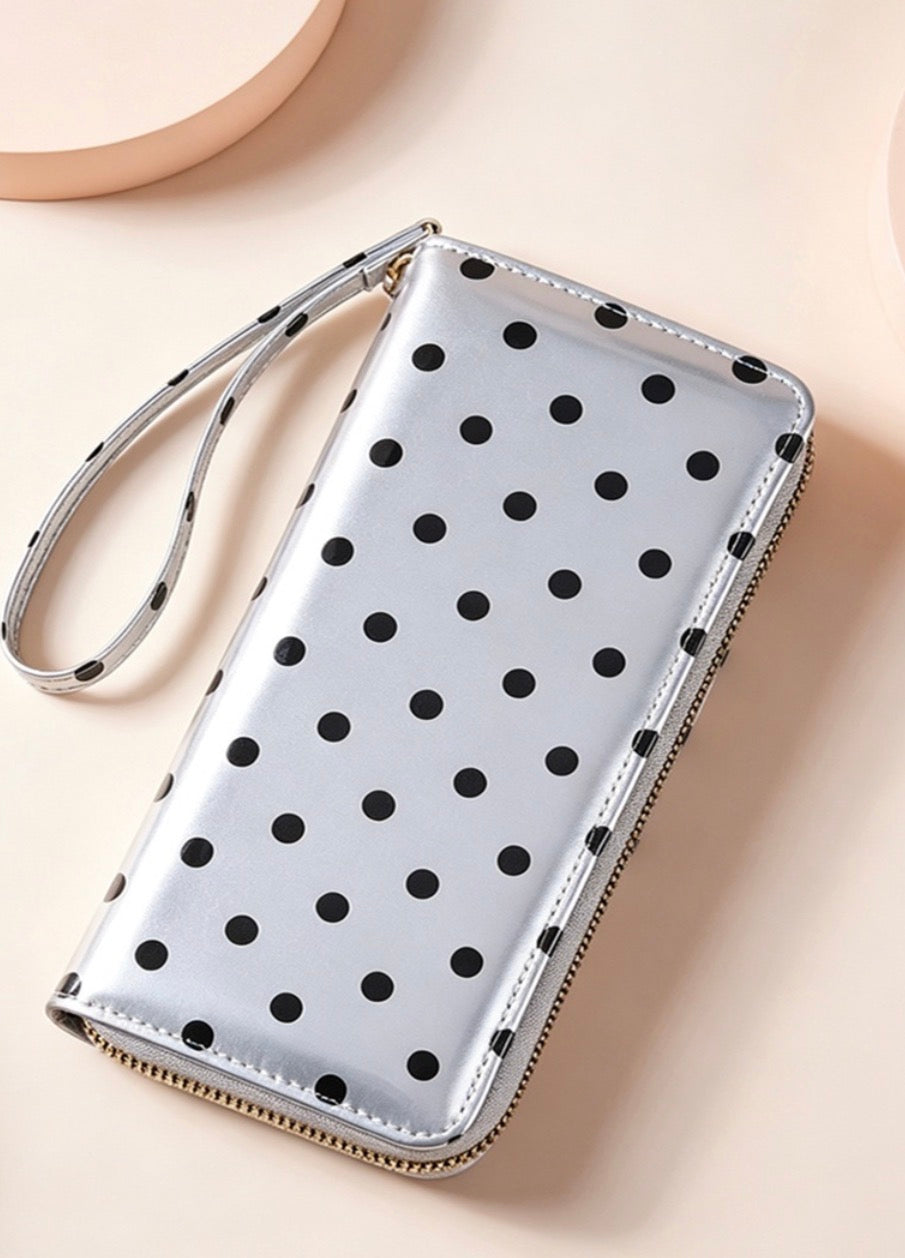 #1173 Polka Dot PVC Wallet Clutch