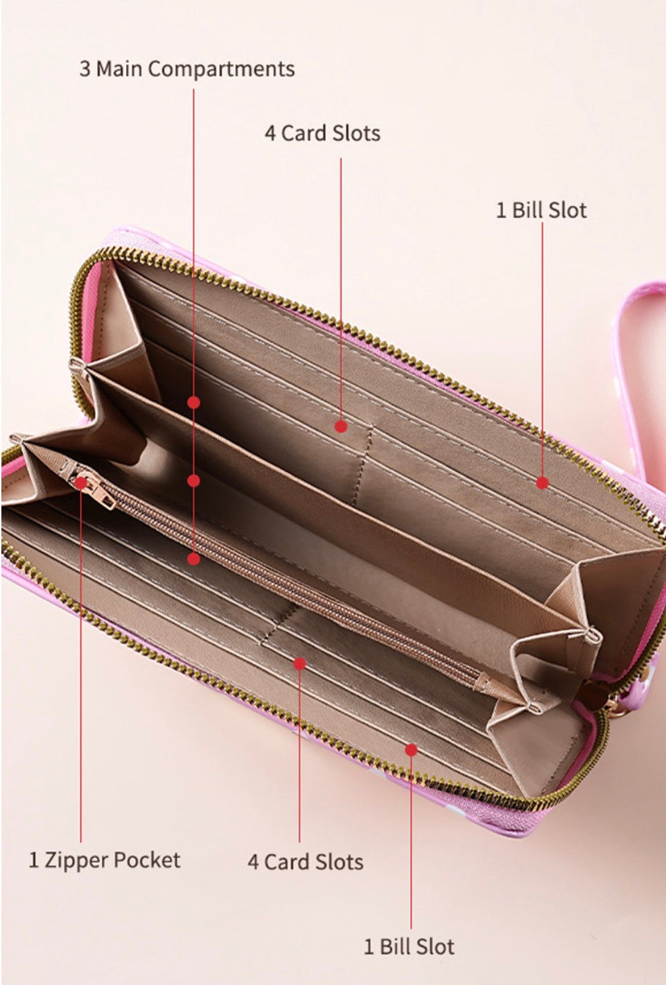 #1173 Polka Dot PVC Wallet Clutch