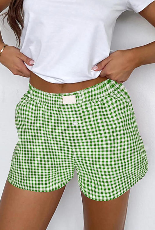 #450 Gingham Printed High Waist Shorts