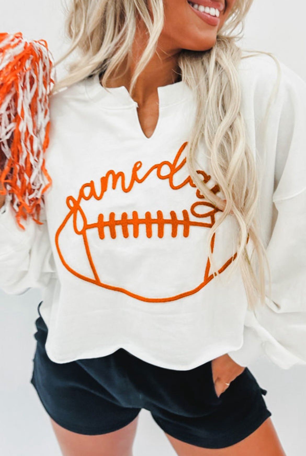 #34 Game Day Notched Neck Sweatshirt