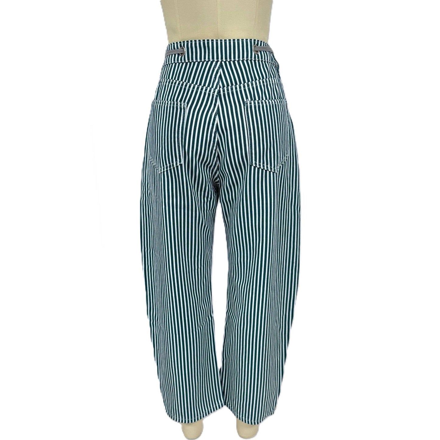 #1069 Trendy Wide-Leg Striped Patchwork Jeans