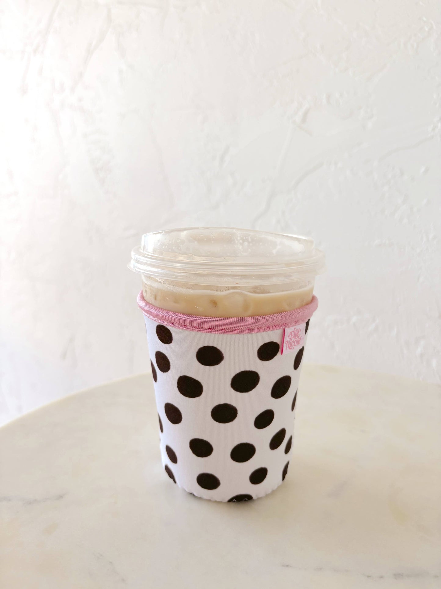 #632 Coffee Cup Cover - Brown Polka Dots
