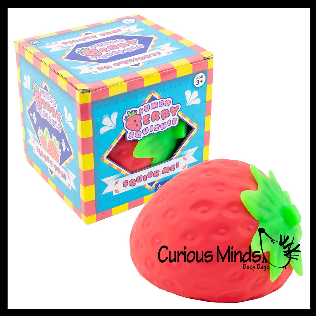 #1073 Jumbo Doh Filled Strawberry - Soft Stress Squishy Ball