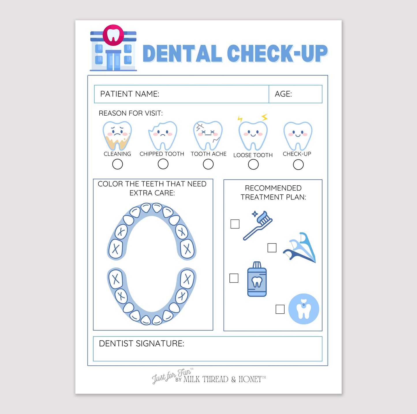 #154 Pretend Play Dental Check-up Notepad