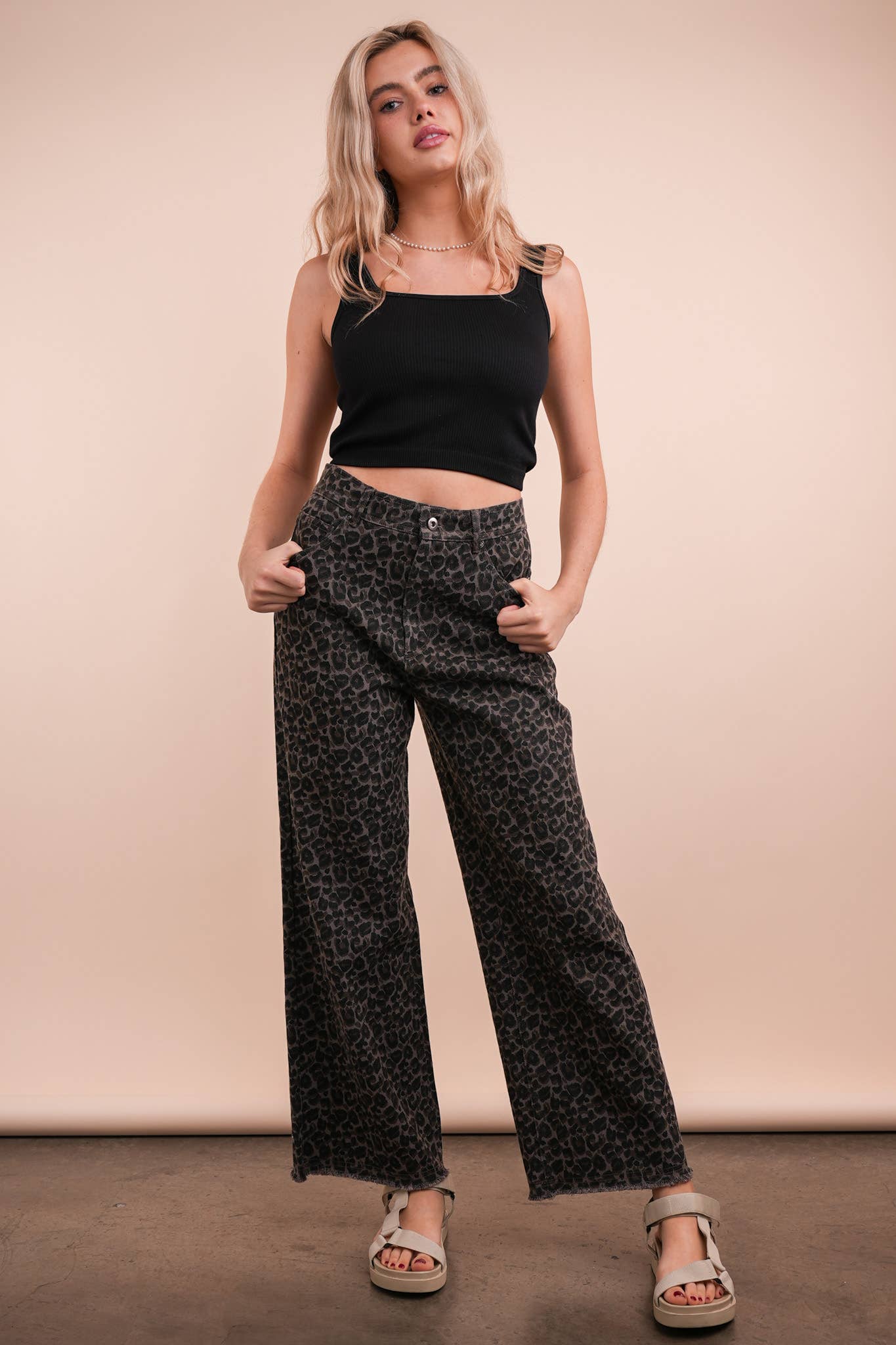 #329 Leopard Printed Marine Straight Jeans