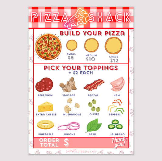 #155 Pretend Play Build-Your-Own Pizza Order Notepad