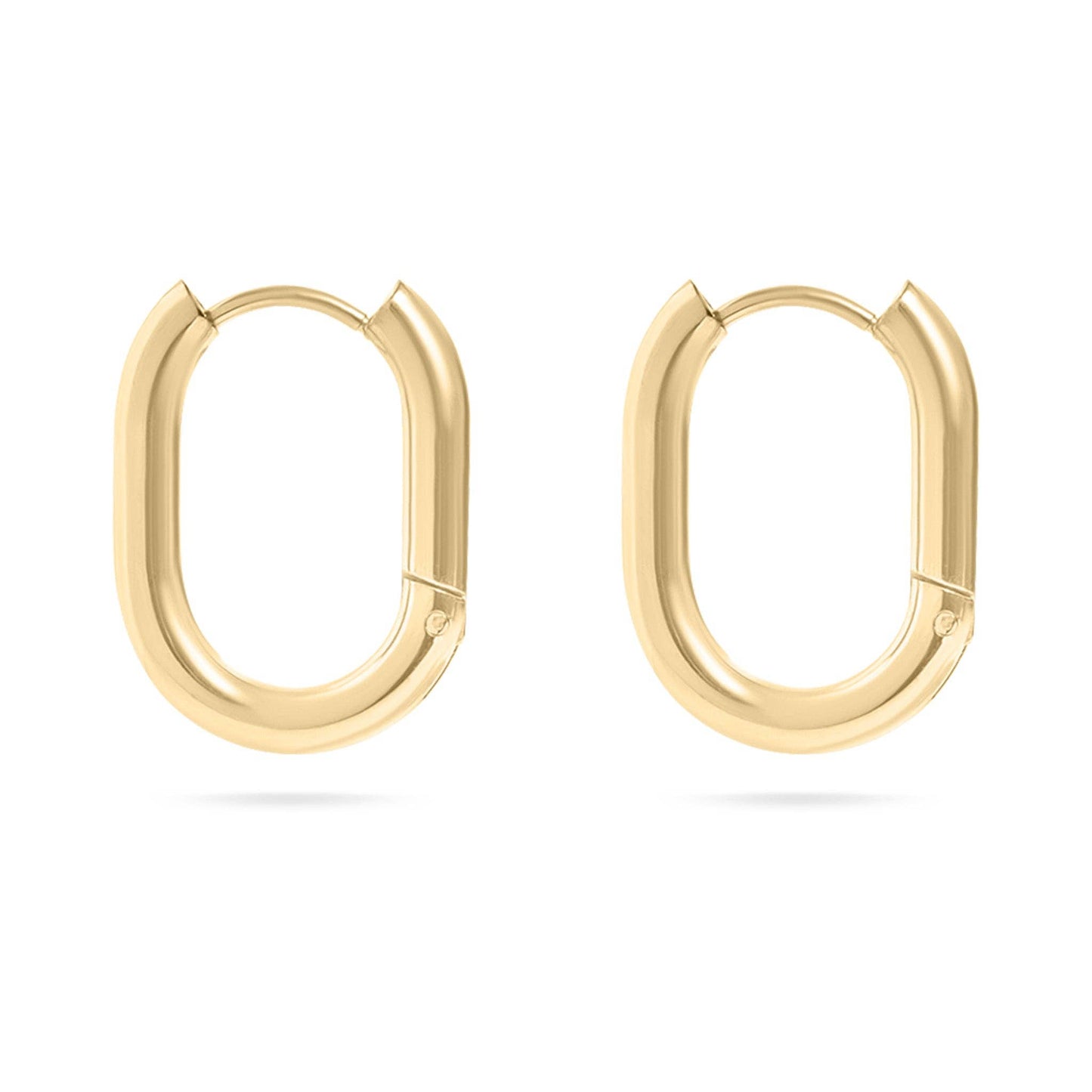 #319 18K Gold PVD Stainless Steel Oval Huggie Earrings