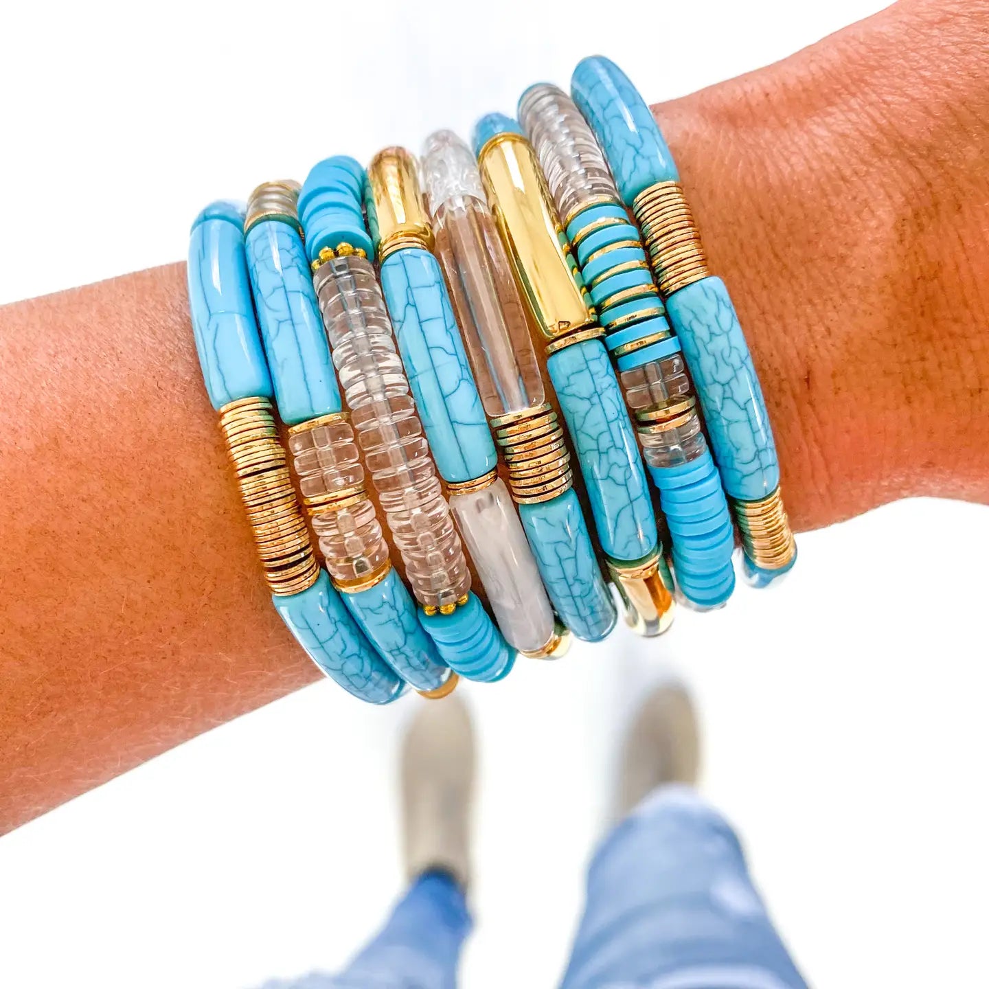 #585 Small  Acrylic Tube Bamboo Bracelet