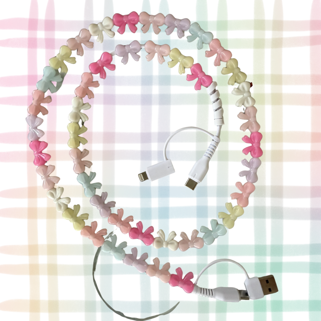 Pastel Bows Beaded 4-in-1 Fast Charging Cable