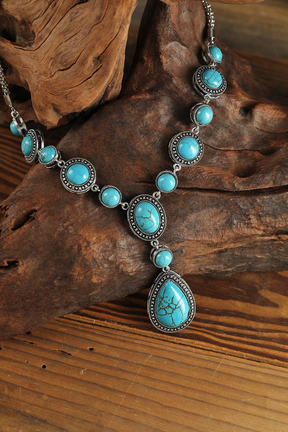 #375 Turquoise Water Drop Accent Necklace