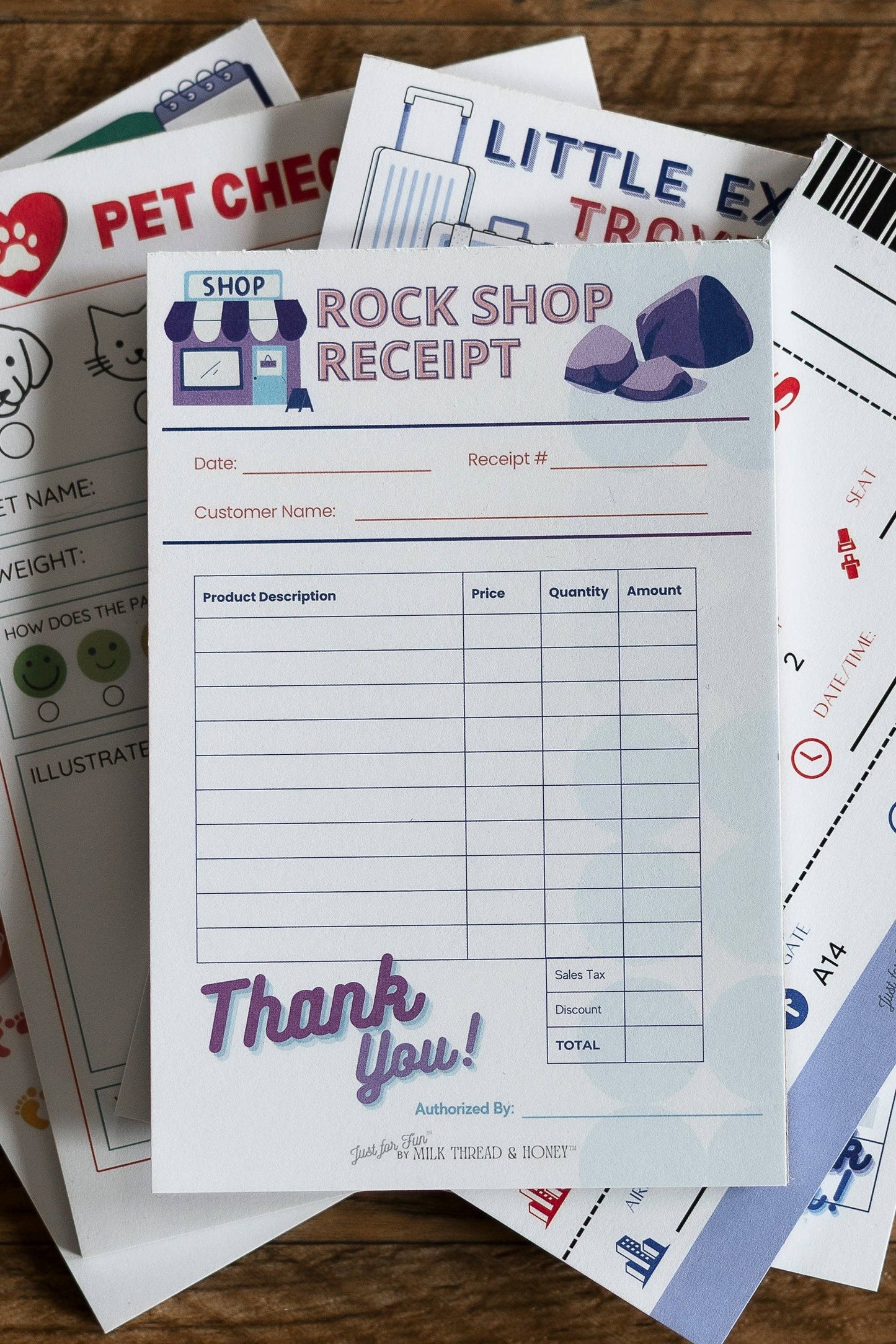 #151 Daycare Log, Boarding Pass, Travel Agent, Pet Check - Set of