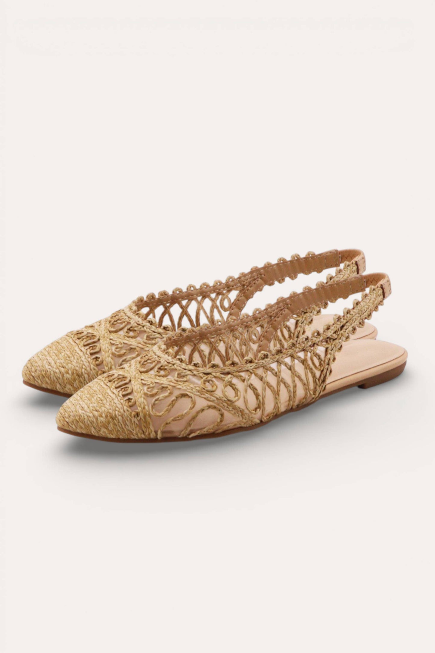 #907 WOVEN RAFFIA UPPER SLING BACK FLAT