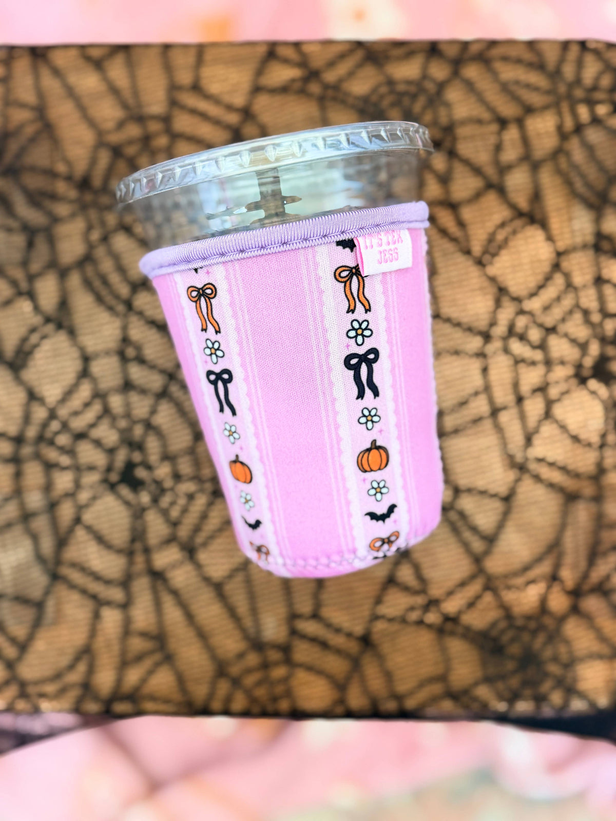 #1127 Iced Coffee Sleeve-Cute Pumpkin Stripe