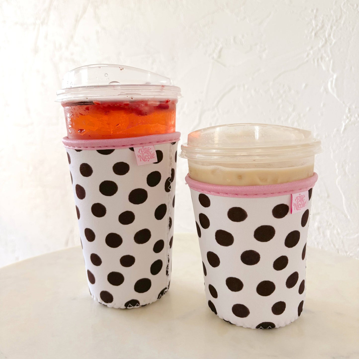 #632 Coffee Cup Cover - Brown Polka Dots