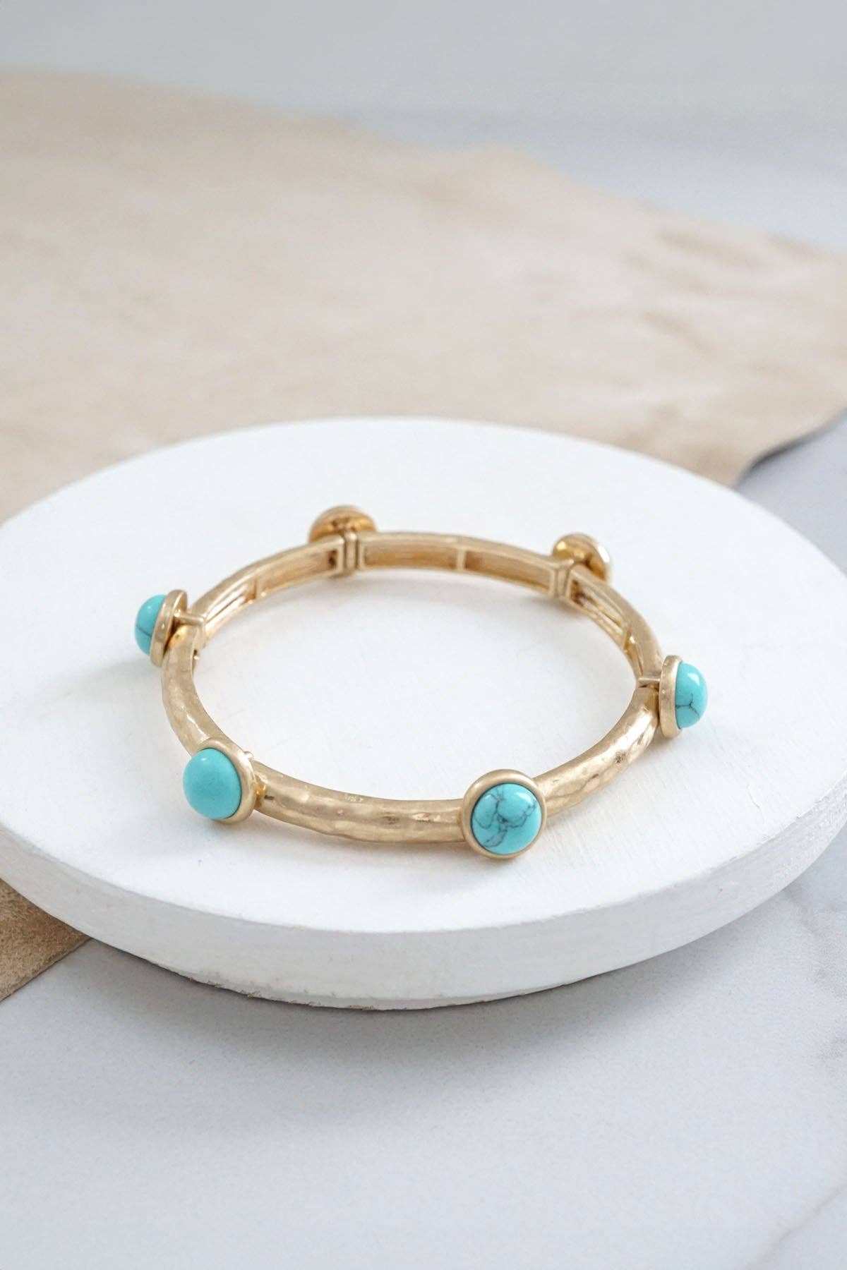 #404 Jeweled Golden Bangle with semi precious stone dots