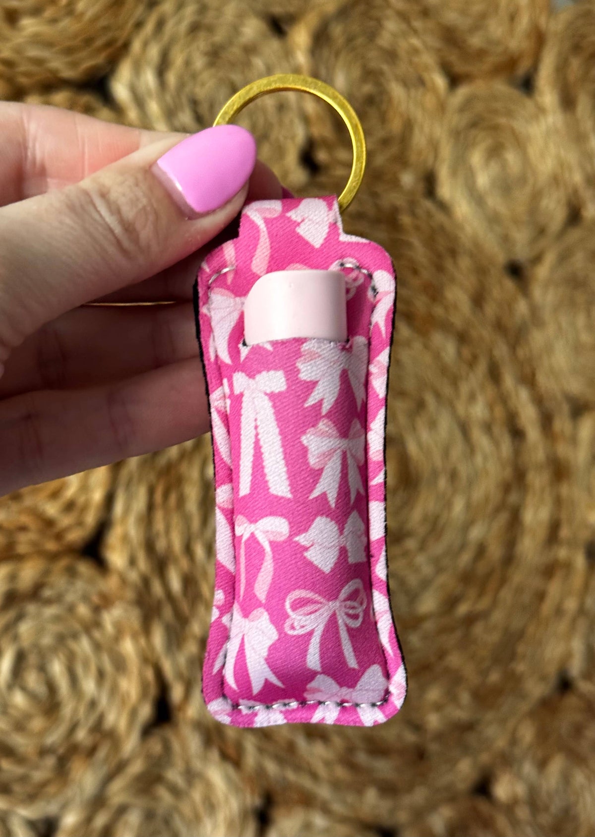 #1129 Lip Balm Keychain - Pink Bows