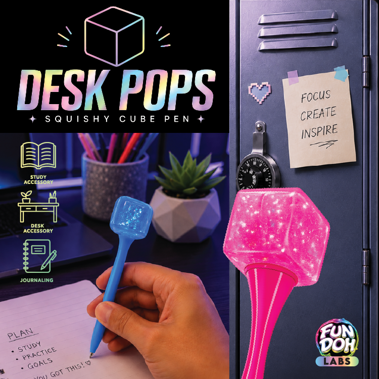 CS #1116 Fun Doh Desk Pops Squishy Cube Pen Assortment