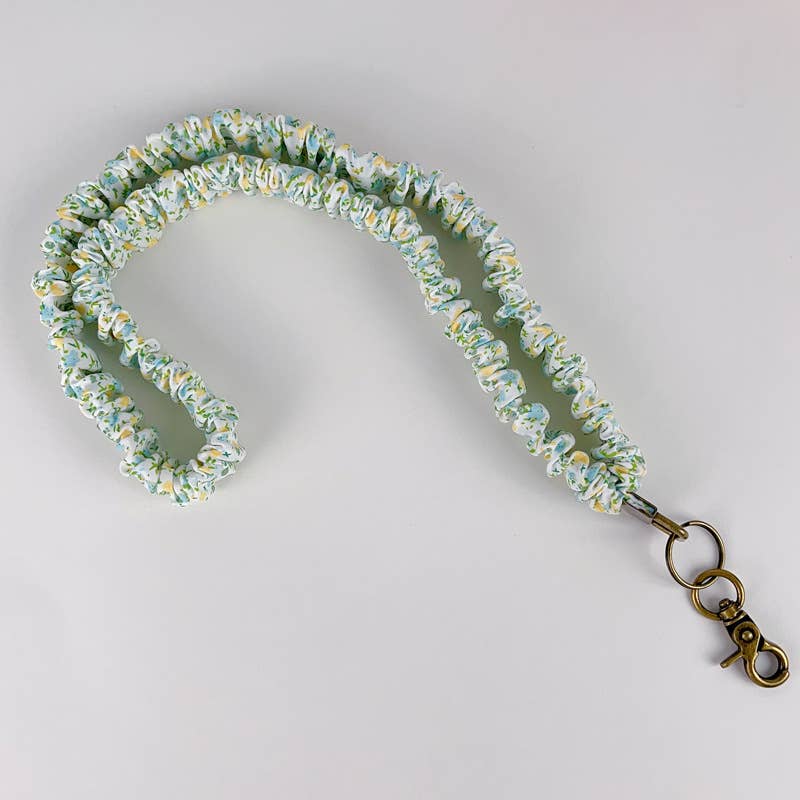 #1029 Floral Print & Plain Color Lanyard