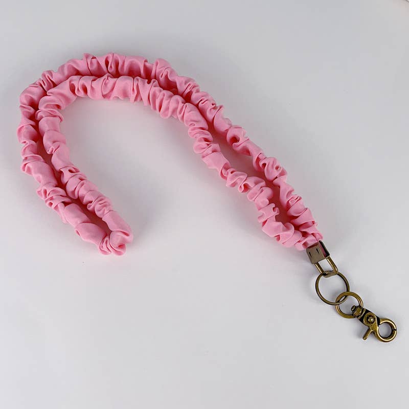 #1029 Floral Print & Plain Color Lanyard