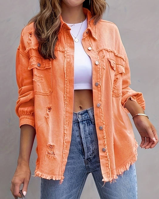 #546 Ripped Loose Denim Jacket