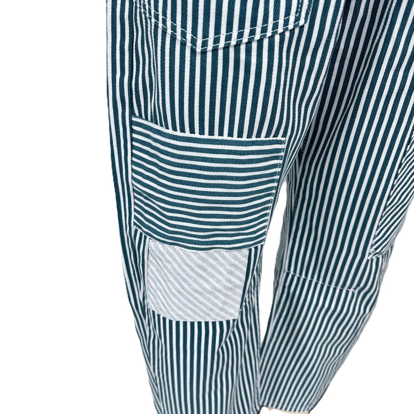 #1069 Trendy Wide-Leg Striped Patchwork Jeans