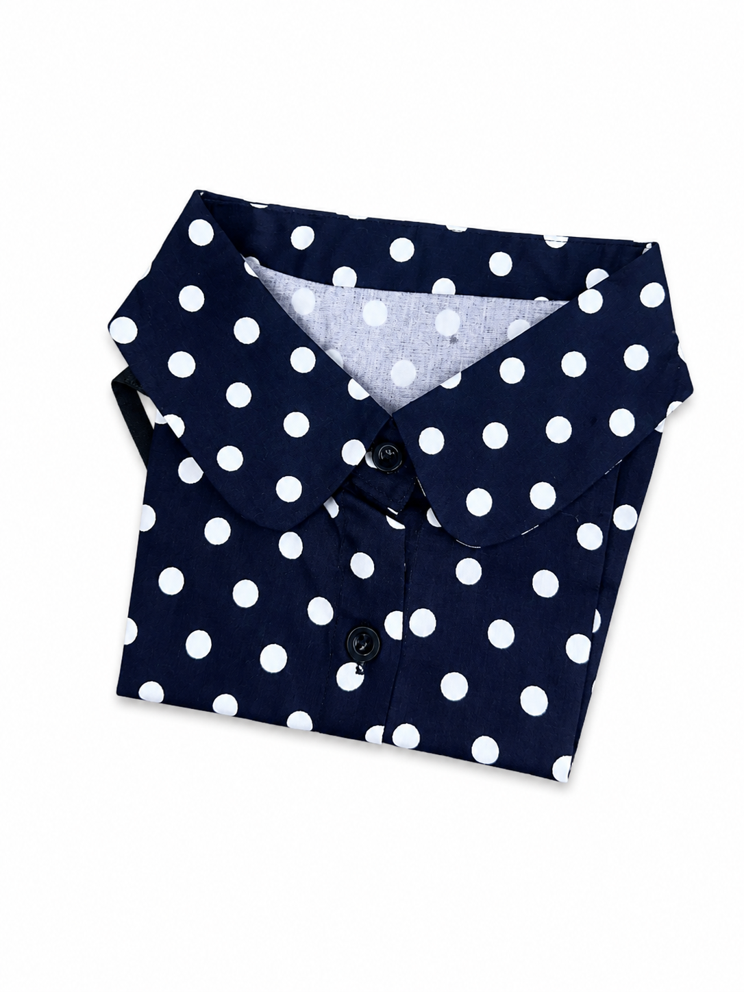 #1167 Dark Navy Blue Polka Dot Collar