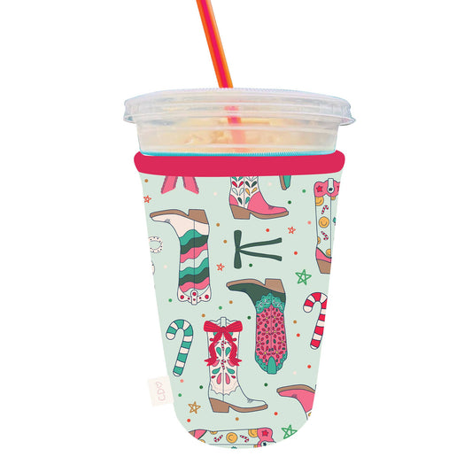 #544 Christmas Western Cowgirl Boots Drink Sleeve