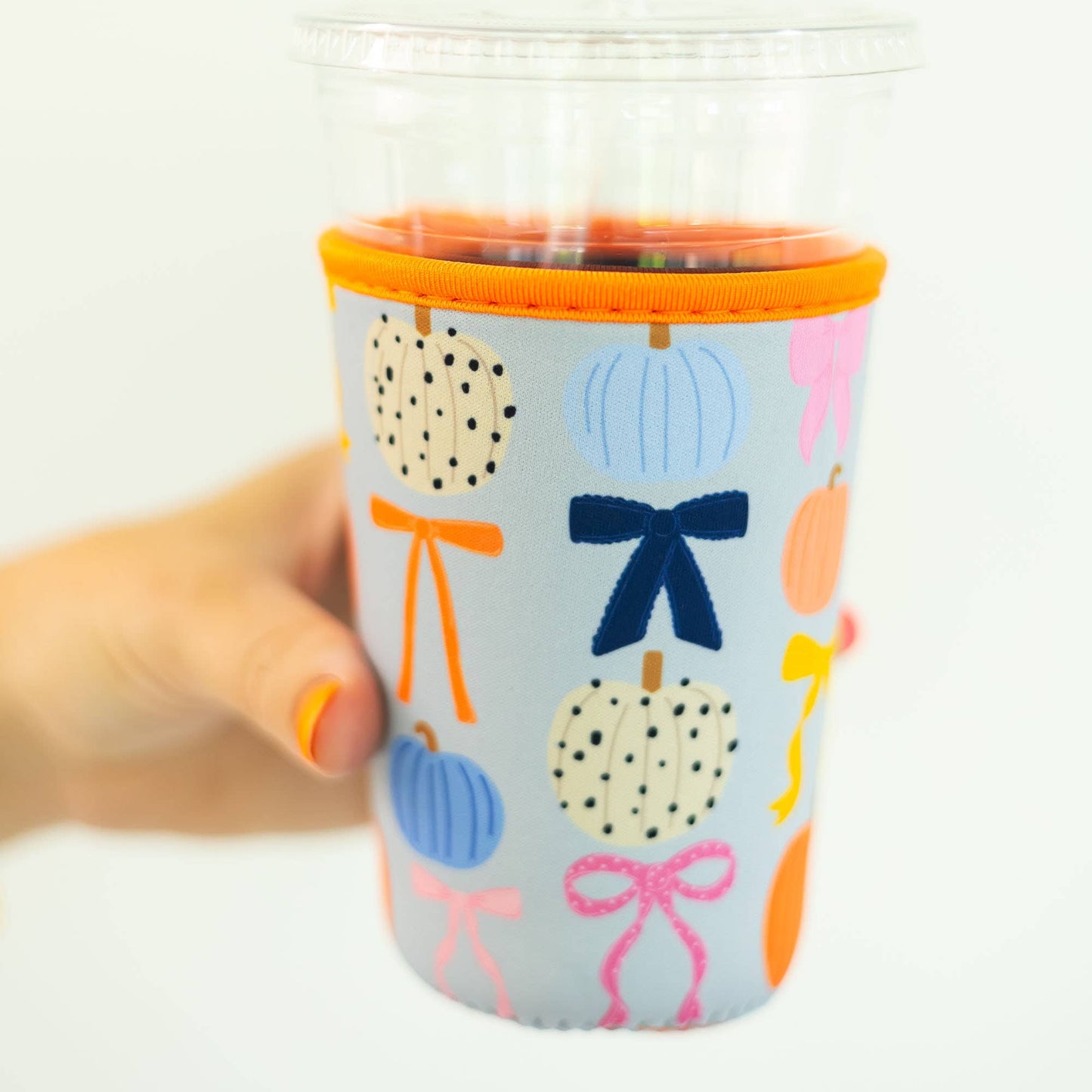 #543 Fall Pumpkins & Coquette Bows Drink Sleeve