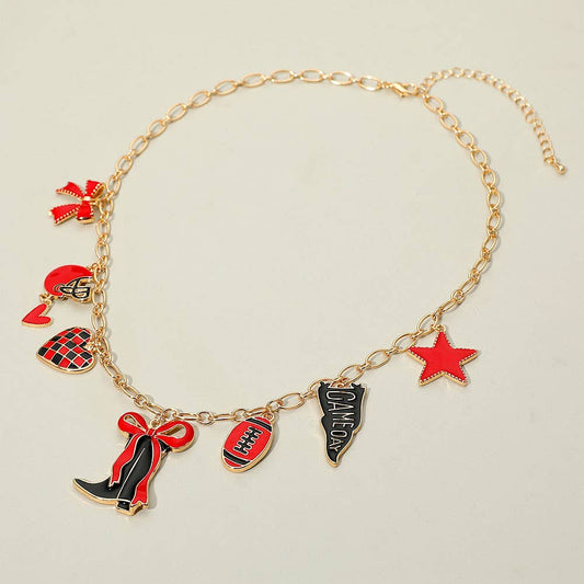 #466 Game Day Football Theme Charm Station Necklace