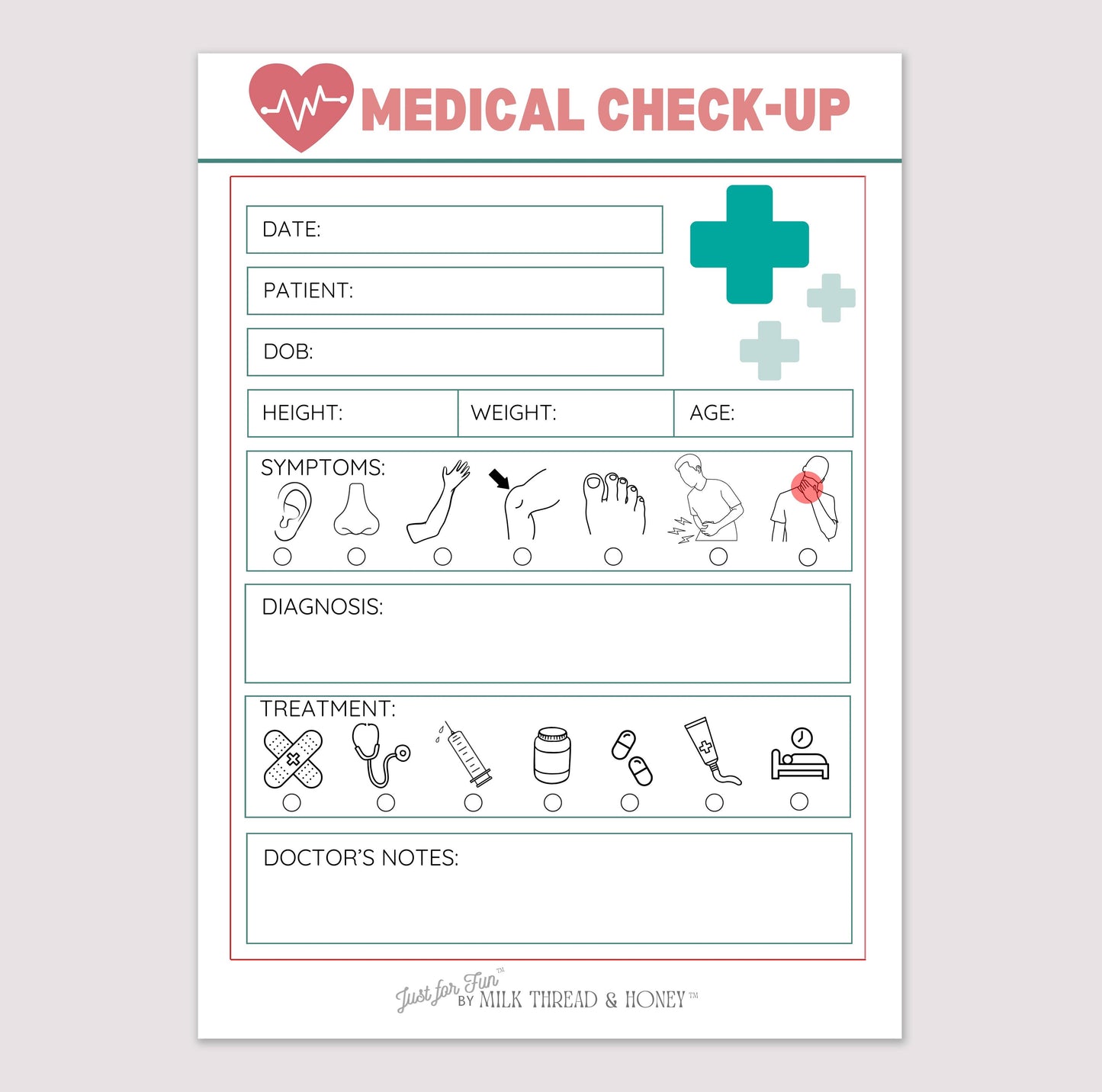 #161 Pretend Play Doctor Medical Check-up Notepad